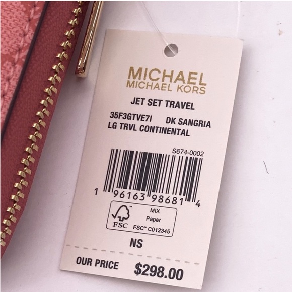 Michael Kors Large Continental Wallet Wristlet Dark Sangria - Picture 13 of 14